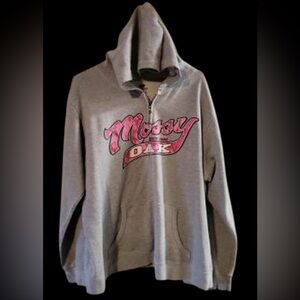 VINTAGE Mossy Oak Pink Camo Full Zip Hoodie Gray XL Rare Y2K